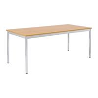 EUROKRAFTbasic Universele tafel, rechthoekig, b x h = 1400 x 740 mm, diepte 800 mm, blad beukenhoutdecor, frame verchroomd