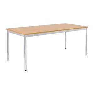 EUROKRAFTbasic Universele tafel, rechthoekig, b x h = 1400 x 740 mm, diepte 800 mm, blad beukenhoutdecor, frame verchroomd