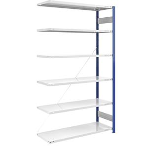 EUROKRAFTpro Lager-Steckregal, Regalständer blau HxB 2500 x 1300 mm, Boden lichtgrau Anbauregal, Tiefe 600 mm