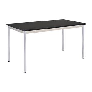 EUROKRAFTbasic Universele tafel, rechthoekig, h x b x d = 740 x 1800 x 800 mm, blad zwart, frame verchroomd