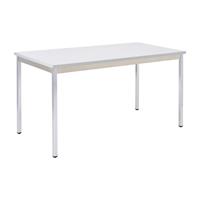 EUROKRAFTbasic Universele tafel, rechthoekig, h x b x d = 740 x 700 x 600 mm, blad lichtgrijs, frame verchroomd