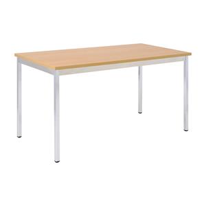 EUROKRAFTbasic Universele tafel, rechthoekig, h x b x d = 740 x 1600 x 800 mm, blad beukenhoutdecor, frame verchroomd