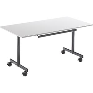 Tafel met neerklapbaar tafelblad, verrijdbaar, h x b x d = 720 x 1600 x 800 mm, grijs