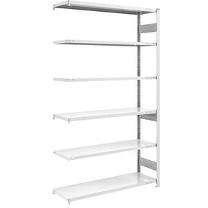 EUROKRAFTpro Magazijn inhaakstelling, grijs, h x b = 2500 x 1300 mm, met 6 stalen legborden, aanbouwstelling, vakdraagvermogen 230 kg, diepte 500 mm