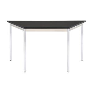 EUROKRAFTbasic Universele tafel, trapeziumvormig, h x b x d = 740 x 1200 x 600 mm, blad zwart, frame verchroomd