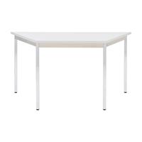 EUROKRAFTbasic Universele tafel, trapeziumvormig, h x b x d = 740 x 1200 x 600 mm, blad lichtgrijs, frame verchroomd