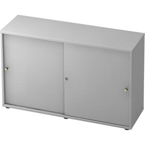 ANNY-AC - Schuifdeurkast met akoestische achterwand, 1 legbord, tussenwand, lichtgrijs
