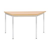 EUROKRAFTbasic Universele tafel, trapeziumvormig, h x b x d = 740 x 1400 x 700 mm, blad beukenhoutdecor, frame verchroomd