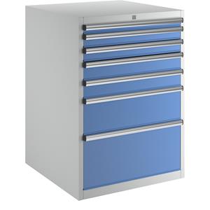 EUROKRAFTpro Ladekast, hoogte x breedte x diepte = 1000 x 717 x 725 mm, laden 1 x 50, 2 x 75, 2 x 100, 1 x 200, 1 x 300 mm