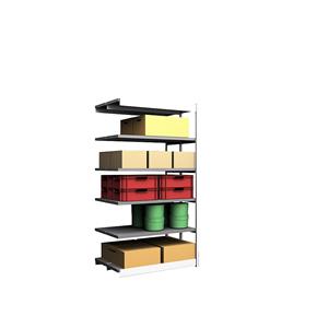 hofe Robuuste inhaakstelling, dubbelzijdig, stellinghoogte 2500 mm, lichtgrijs / verzinkt, legbordbreedte 1325 mm, aanbouwstelling, breedte x diepte = 1325 x 400 mm