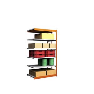 hofe Robuuste inhaakstelling, dubbelzijdig, stellinghoogte 2500 mm, oranje / verzinkt, legbordbreedte 1325 mm, aanbouwstelling, breedte x diepte = 1325 x 400 mm