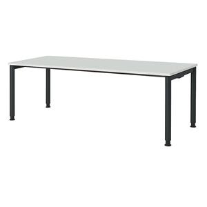 mauser Rechthoekige tafel, voetvorm van ronde buis, h x b = 680 - 760 x 2000 mm, blad lichtgrijs, onderstel antracietgrijs