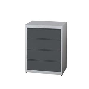 mauser Archiefkast met greeplijsten, 4 laden, lade-inschuifsysteem, 3 rijen, blank aluminiumkleurig / antracietgrijs