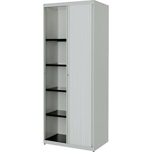 mauser Roldeurkast, h x b x d = 1956 x 800 x 432 mm, stalen blad, 4 legborden, lichtgrijs / lichtgrijs / lichtgrijs