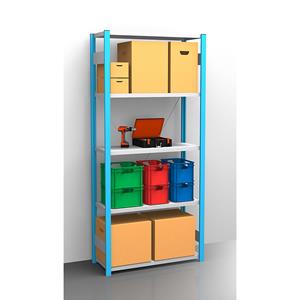 EUROKRAFTpro Legbord-inhaakstelling, blauw / verzinkt, stellinghoogte 2350 mm, legbordbreedte 965 mm, basisstelling, legborddiepte 450 mm