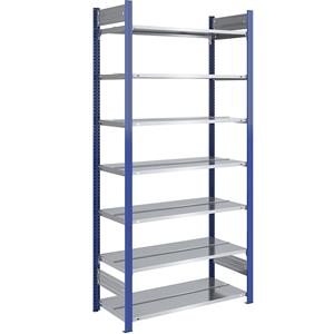 Hofe Ordner-Steckregal doppelseitig, Höhe 2350 mm BxT 1000 x 600 mm, Grundregal, blau / verzinkt