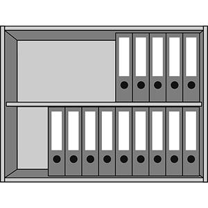 EUROKRAFTpro STATUS - Opzetkast, 1 legbord, kast open, aluminiumkleurig / beukenhoutdecor