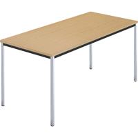 Rechthoekige tafel, met vierkante, verchroomde tafelpoten, b x d = 1500 x 800 mm, naturel beukenhout