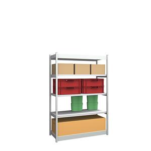 hofe Robuuste inhaakstelling, enkelzijdig, stellinghoogte 2000 mm, lichtgrijs / verzinkt, legbordbreedte 1325 mm, basisstelling, breedte x diepte = 1325 x 500 mm
