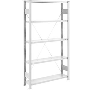 EUROKRAFTpro Magazijn inhaakstelling, lichtgrijs RAL 7035, middelzware constructie, stellinghoogte 2000 mm, basisstelling, breedte x diepte = 1000 x 300 mm