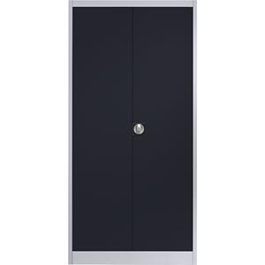 Mauser Stahlschrank mit Flügeltüren 4 Fachböden, T 420 mm weißaluminium / anthrazitgrau