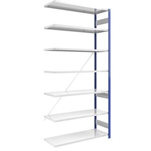 EUROKRAFTpro Magazijn-inhaakstelling, stellingstaander blauw, h x b = 3000 x 1300 mm, legbord lichtgrijs, aanbouwstelling, diepte 600 mm