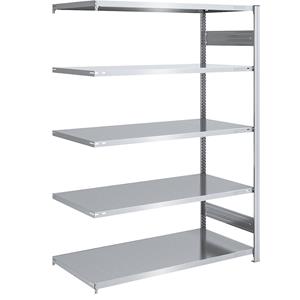 EUROKRAFTpro Magazijn inhaakstelling, verzinkt, h x b = 2000 x 1300 mm, met 5 stalen legborden, aanbouwstelling, vakdraagvermogen 190 kg, diepte 800 mm