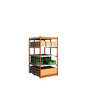 hofe Robuuste inhaakstelling, dubbelzijdig, stellinghoogte 2000 mm, oranje / verzinkt, legbordbreedte 1025 mm, basisstelling, breedte x diepte = 1025 x 600 mm