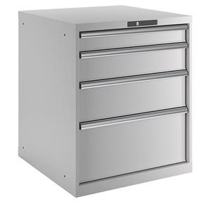 Lista Schubladenschrank, 4 Schubladen BxTxH 717 x 725 x 850 mm lichtgrau, Schubladentragkraft 75 kg