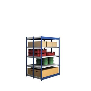 hofe Robuuste inhaakstelling, dubbelzijdig, stellinghoogte 2000 mm, blauw / verzinkt, legbordbreedte 1325 mm, basisstelling, breedte x diepte = 1325 x 500 mm