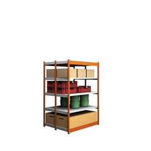 hofe Robuuste inhaakstelling, dubbelzijdig, stellinghoogte 2000 mm, oranje / verzinkt, legbordbreedte 1325 mm, basisstelling, breedte x diepte = 1325 x 500 mm