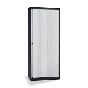 Bisley Euro-Rollladenschrank Breite 800 mm, 4 Fachböden tiefschwarz / lichtgrau