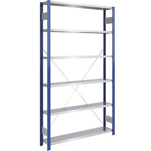 EUROKRAFTpro Magazijn-inhaakstelling, stellingstaander blauw, legbord verzinkt, h x b = 2500 x 1300 mm, basisstelling, diepte 300 mm