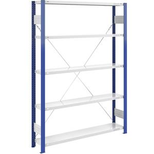 EUROKRAFTpro Magazijn-inhaakstelling, stellingstaander blauw, h x b = 2000 x 1300 mm, legbord lichtgrijs, basisstelling, diepte 300 mm