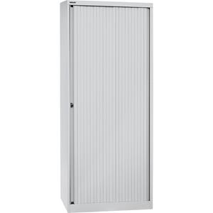 BISLEY Euro-roldeurkast, breedte 800 mm, 4 legborden, lichtgrijs