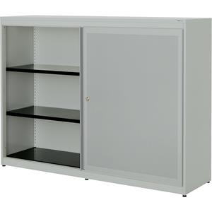 mauser Schuifdeurkast, akoestisch effect, kunststof blad, h x b x d = 1180 x 1600 x 432 mm, 2 x 2 legborden, lichtgrijs / lichtgrijs / lichtgrijs