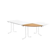 Aanbouwtafel bij inklapbare tafel, bladvorm kwartcirkel, 700 x 700 mm, frame aluminiumkleurig, blad beukenhoutdecor