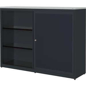 mauser Schuifdeurkast, akoestisch effect, kunststof blad, h x b x d = 1180 x 1600 x 432 mm, 2 x 2 legborden, antracietgrijs / antracietgrijs / lichtgrijs