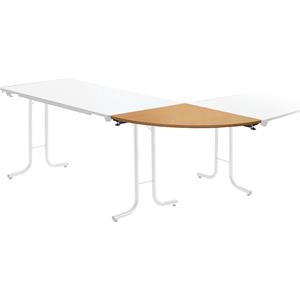 Aanbouwtafel bij inklapbare tafel, bladvorm kwartcirkel, 700 x 700 mm, frame zwart, blad beukenhoutdecor