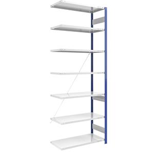 EUROKRAFTpro Magazijn-inhaakstelling, stellingstaander blauw, h x b = 3000 x 1000 mm, legbord lichtgrijs, aanbouwstelling, diepte 600 mm