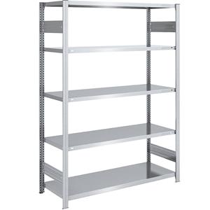 EUROKRAFTpro Magazijn inhaakstelling, verzinkt, h x b = 2000 x 1300 mm, met 5 stalen legborden, basisstelling, vakdraagvermogen 190 kg, diepte 600 mm