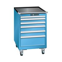Lista Schubladenschrank, Breite 564 mm, fahrbar 6 Schubladen, HxT 890 x 572 mm lichtblau