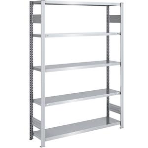 EUROKRAFTpro Magazijn inhaakstelling, verzinkt, h x b = 2000 x 1300 mm, met 5 stalen legborden, basisstelling, vakdraagvermogen 215 kg, diepte 400 mm