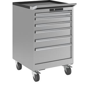 Lista Schubladenschrank, Breite 564 mm, fahrbar 6 Schubladen, HxT 890 x 572 mm lichtgrau