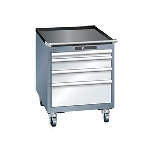 Lista Schubladenschrank, Breite 564 mm, fahrbar 4 Schubladen, HxT 723 x 725 mm grau metallic / lichtgrau