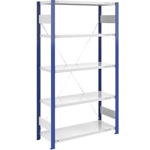 EUROKRAFTpro Magazijn-inhaakstelling, stellingstaander blauw, h x b = 2000 x 1000 mm, legbord lichtgrijs, basisstelling, diepte 500 mm