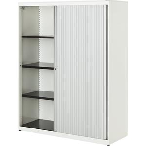 mauser Roldeurkast, h x b x d = 1516 x 1200 x 432 mm, stalen blad, 3 legborden, zuiver wit / aluminiumkleurig / zuiver wit