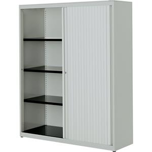 mauser Roldeurkast, h x b x d = 1516 x 1200 x 432 mm, stalen blad, 3 legborden, lichtgrijs / lichtgrijs / lichtgrijs