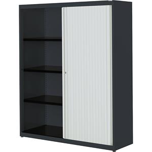 mauser Roldeurkast, h x b x d = 1516 x 1200 x 432 mm, stalen blad, 3 legborden, antracietgrijs / lichtgrijs / antracietgrijs
