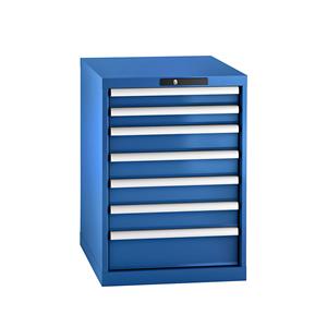 Lista Schubladenschrank, Stahlblech HxB 800 x 564 mm, 7 Schubladen enzianblau
